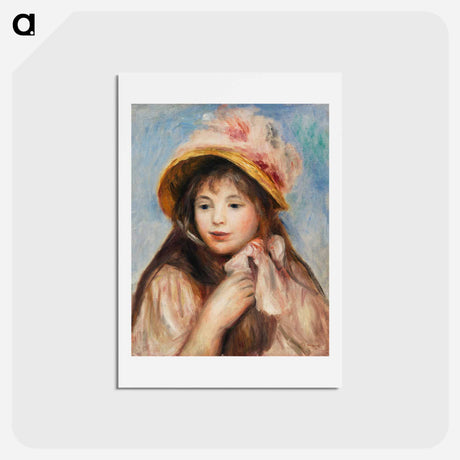 アートポストカード-Girl with Pink Bonnet - ピエール オーギュスト ルノワール Postcard.