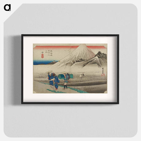 アートポスター-Travelers Gazing at Mount Fuji with Cranes
 - 歌川 広重 Poster.