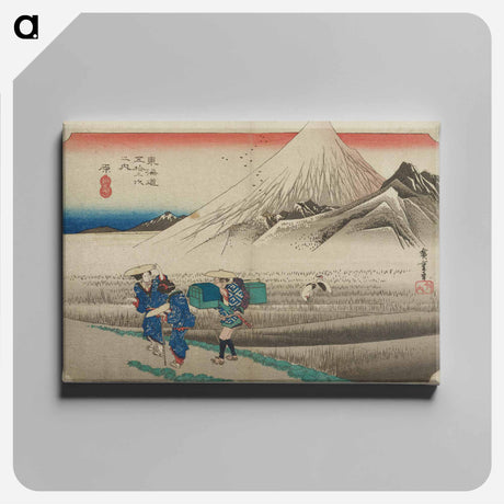 アートパネル-Travelers Gazing at Mount Fuji with Cranes
 - 歌川 広重 Canvas.