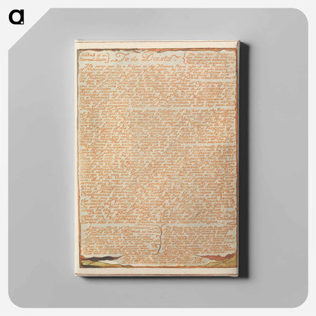 アートパネル-Jerusalem, Plate 52, "To the Deists" - ウィリアム ブレイク Canvas.