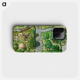 French left in Fort Charles suffer from scarcity of provisions ; Natives of Florida worship the column erected by the commander on his first voyage - アンティーク地図 Phone Case.