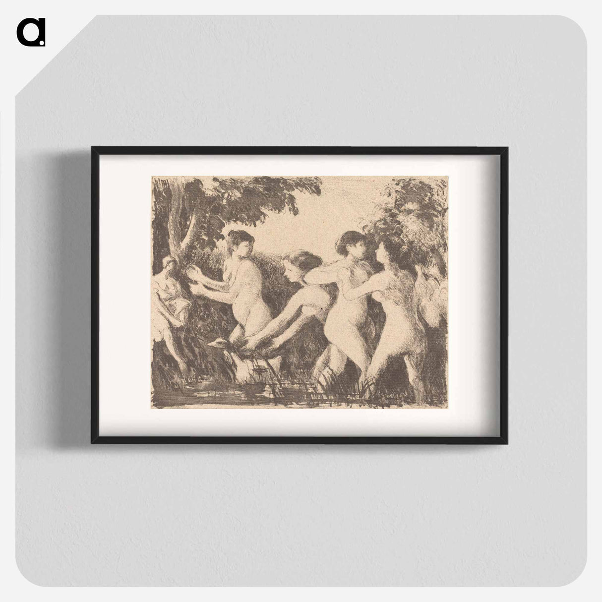 Baigneuses luttant - カミーユ ピサロ Poster.