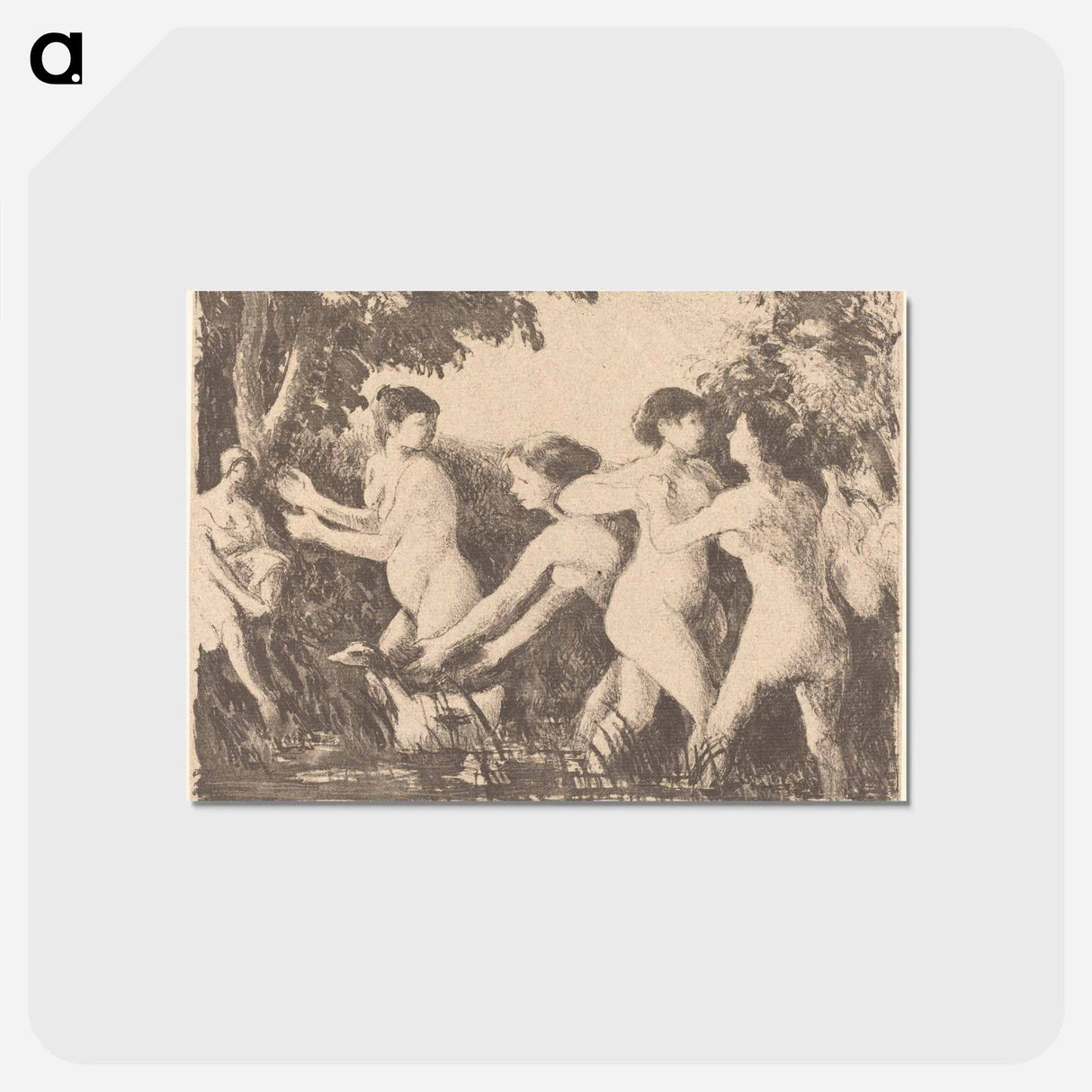 アートポストカード-Baigneuses luttant - カミーユ ピサロ Postcard.