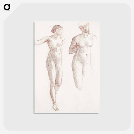 アートポストカード-Cupid and Psyche - Female Nude - Two Studies - エドワード バーン ジョーンズ Postcard.
