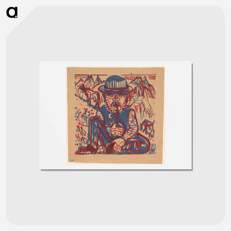 アートポストカード-Smoking Peasant - エルンスト ルートヴィヒ キルヒナー Postcard.