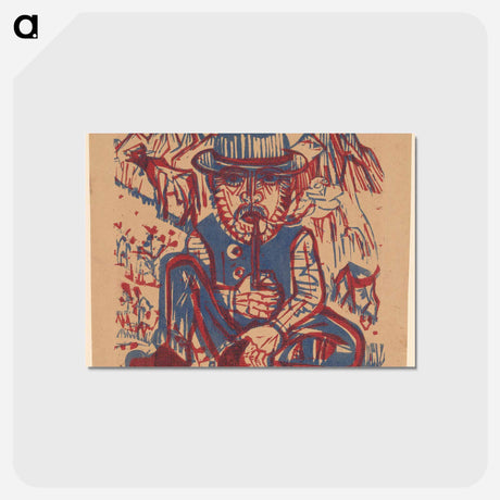 アートポストカード-Smoking Peasant - エルンスト ルートヴィヒ キルヒナー Postcard.
