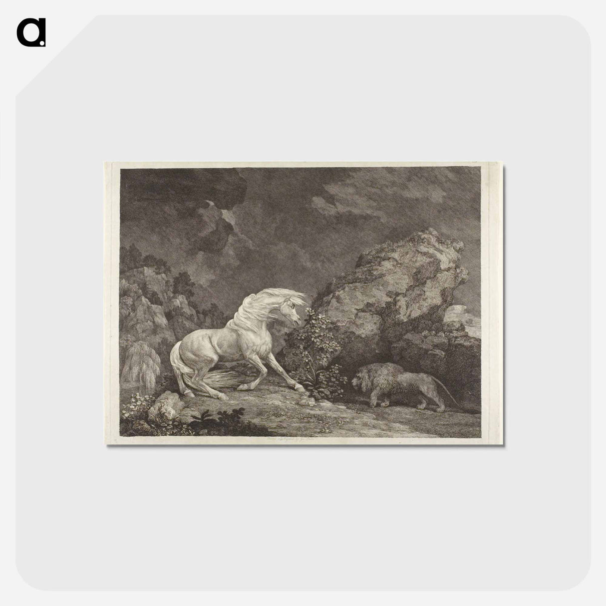 アートポストカード-A Horse Frightened by a Lion
 - ジョージ スタッブス Postcard.