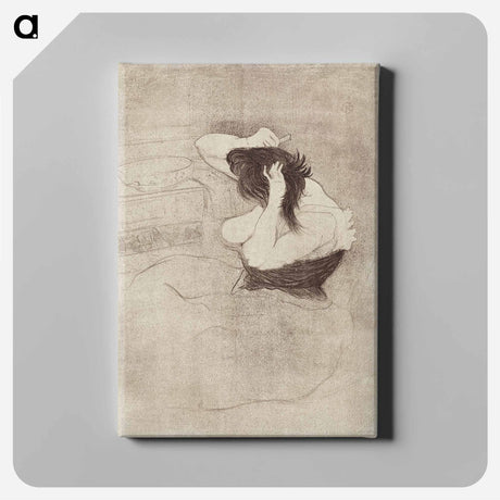 アートパネル-Woman Combing Her Hair - アンリ ド トゥールーズ ロートレック Canvas.