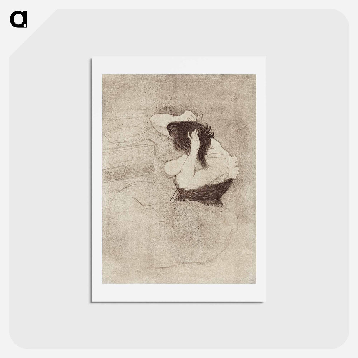 アートポストカード-Woman Combing Her Hair - アンリ ド トゥールーズ ロートレック Postcard.