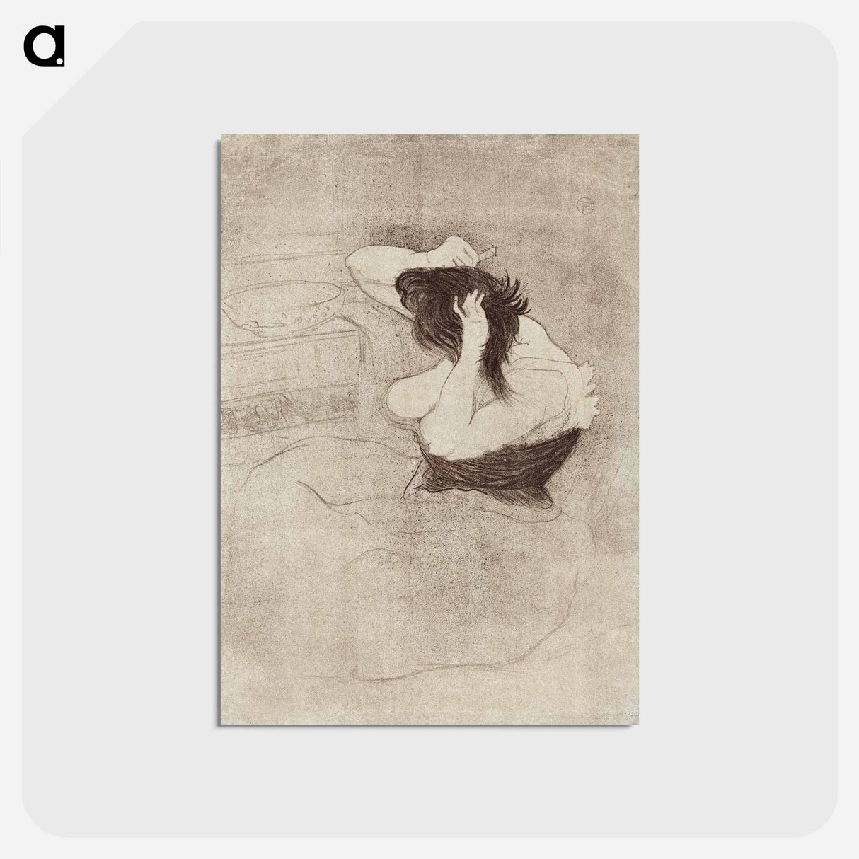 アートポストカード-Woman Combing Her Hair - アンリ ド トゥールーズ ロートレック Postcard.