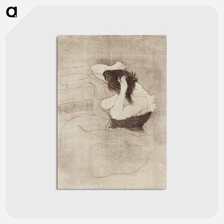 アートポストカード-Woman Combing Her Hair - アンリ ド トゥールーズ ロートレック Postcard.