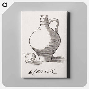 アートパネル-Woodcut still life with jug and onion - ユリー デ フラーハ Canvas.