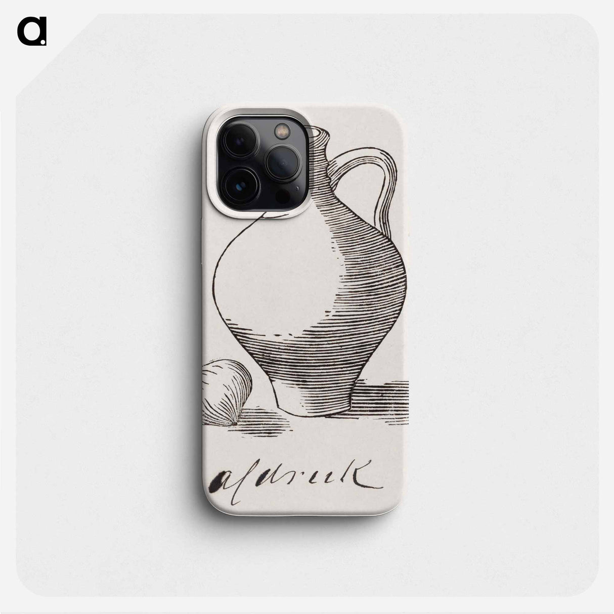 Woodcut still life with jug and onion - ユリー デ フラーハ Phone Case.