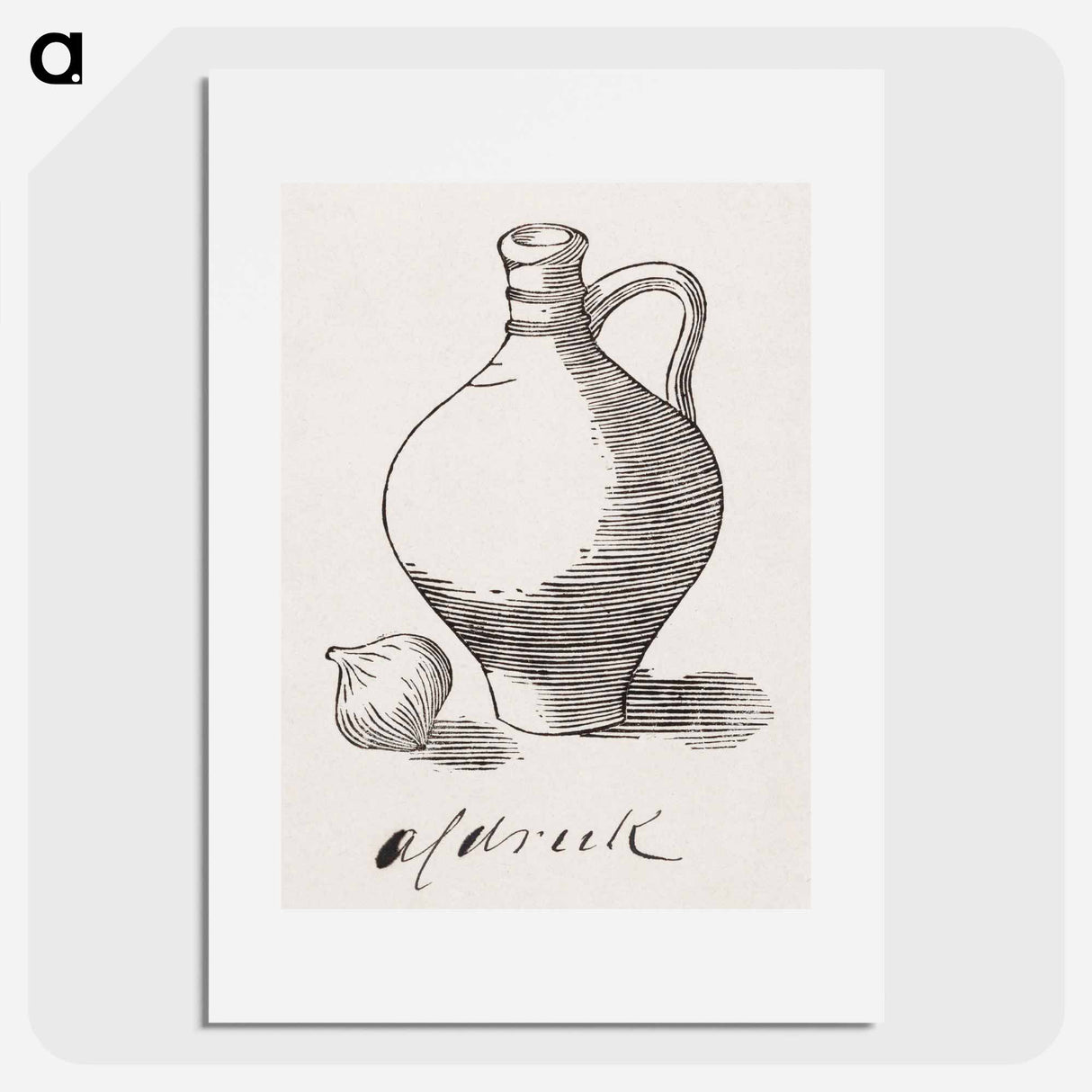 Woodcut still life with jug and onion - ジュリー デ グラーグ Poster.