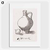 Woodcut still life with jug and onion - Julie de Graag Poster.