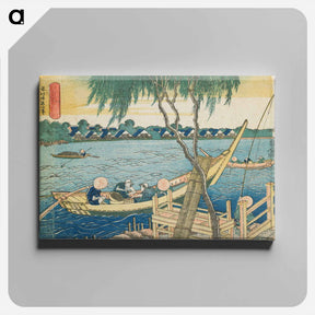 アートパネル-Line-fishing in the Miyato River - 葛飾 北斎 Canvas.