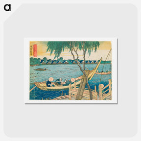アートポストカード-Line-fishing in the Miyato River - 葛飾 北斎 Postcard.
