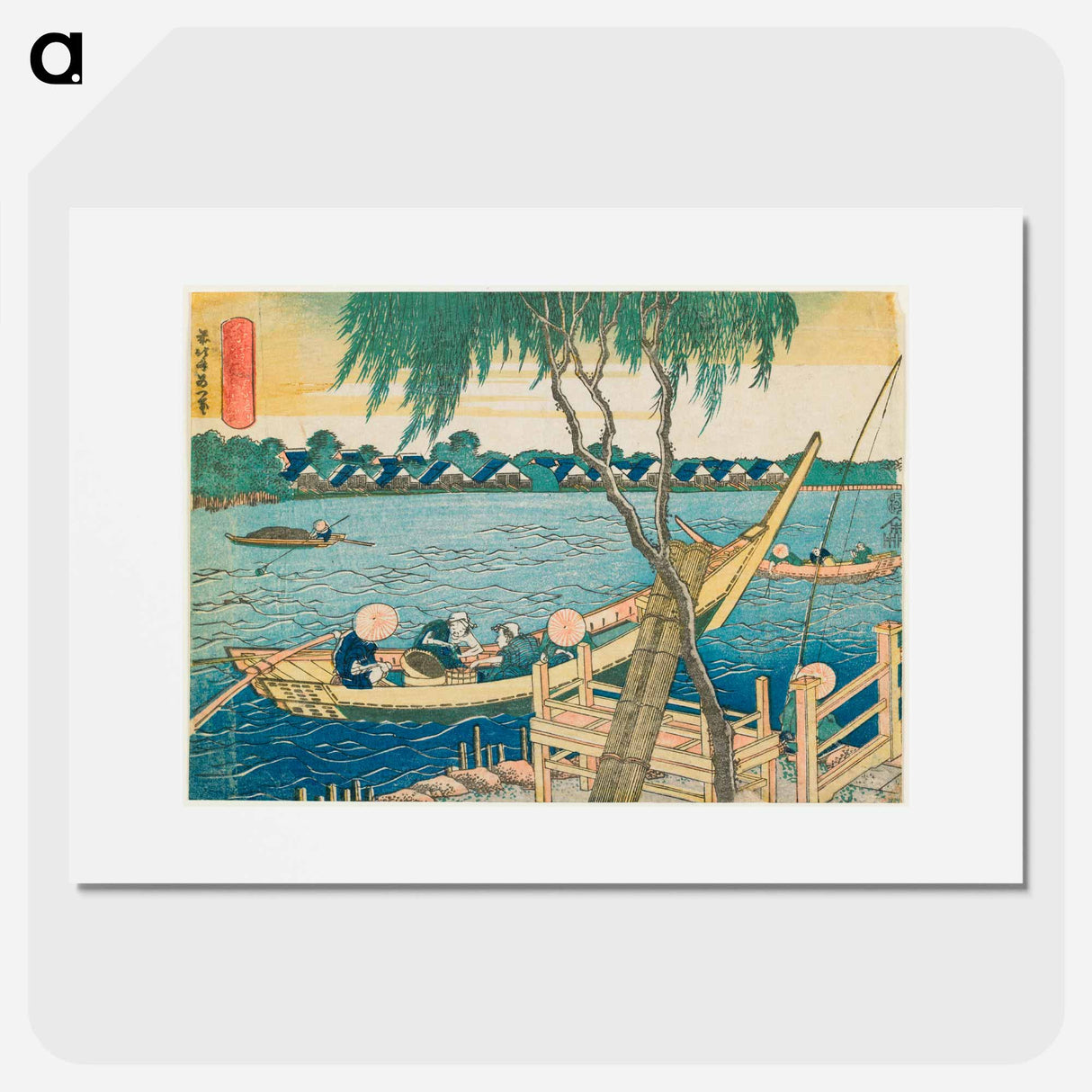 Line-fishing in the Miyato River - Katsushika Hokusai Poster.