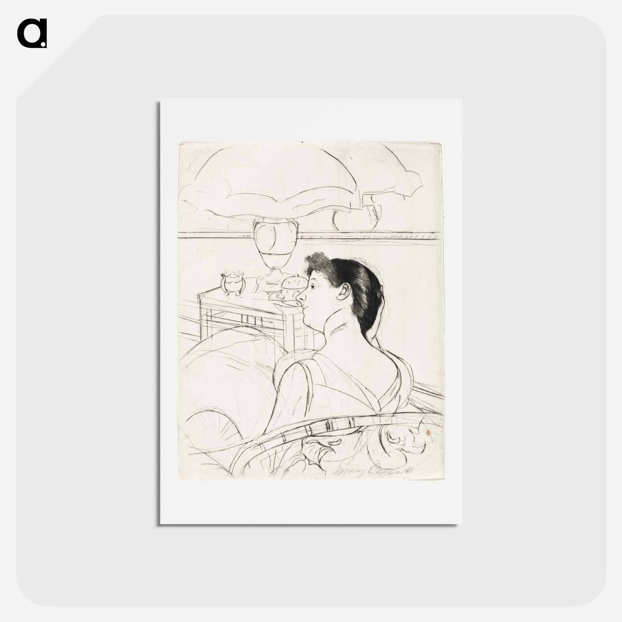 アートポストカード-The Lamp - メアリー カサット Postcard.