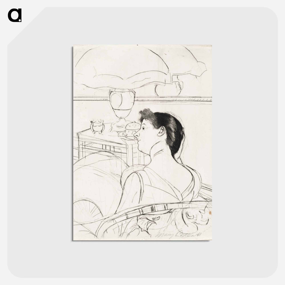 アートポストカード-The Lamp - メアリー カサット Postcard.
