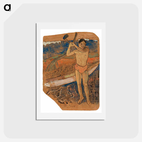 アートポストカード-Man with an Ax - ポール ゴーギャン Postcard.