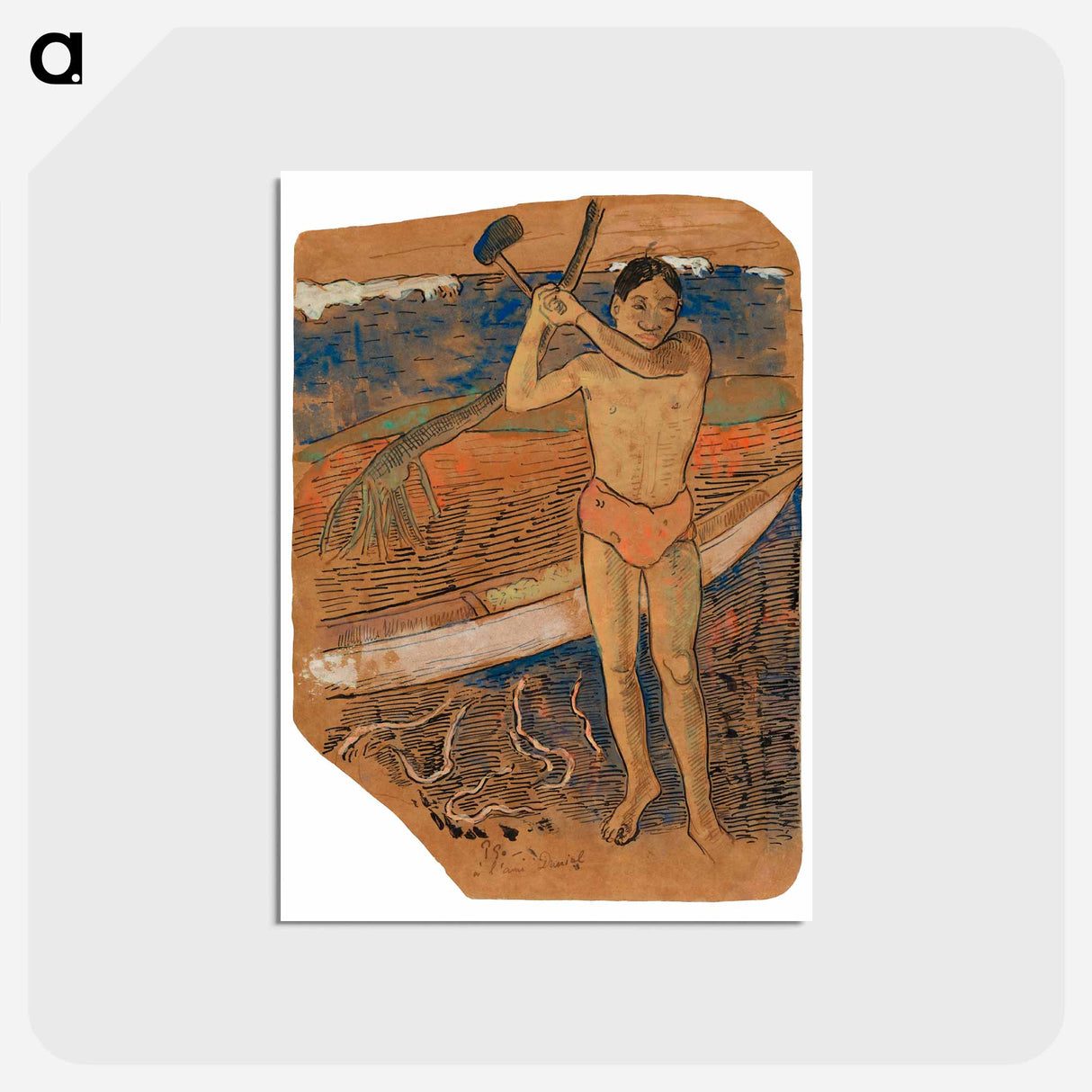 アートポストカード-Man with an Ax - ポール ゴーギャン Postcard.