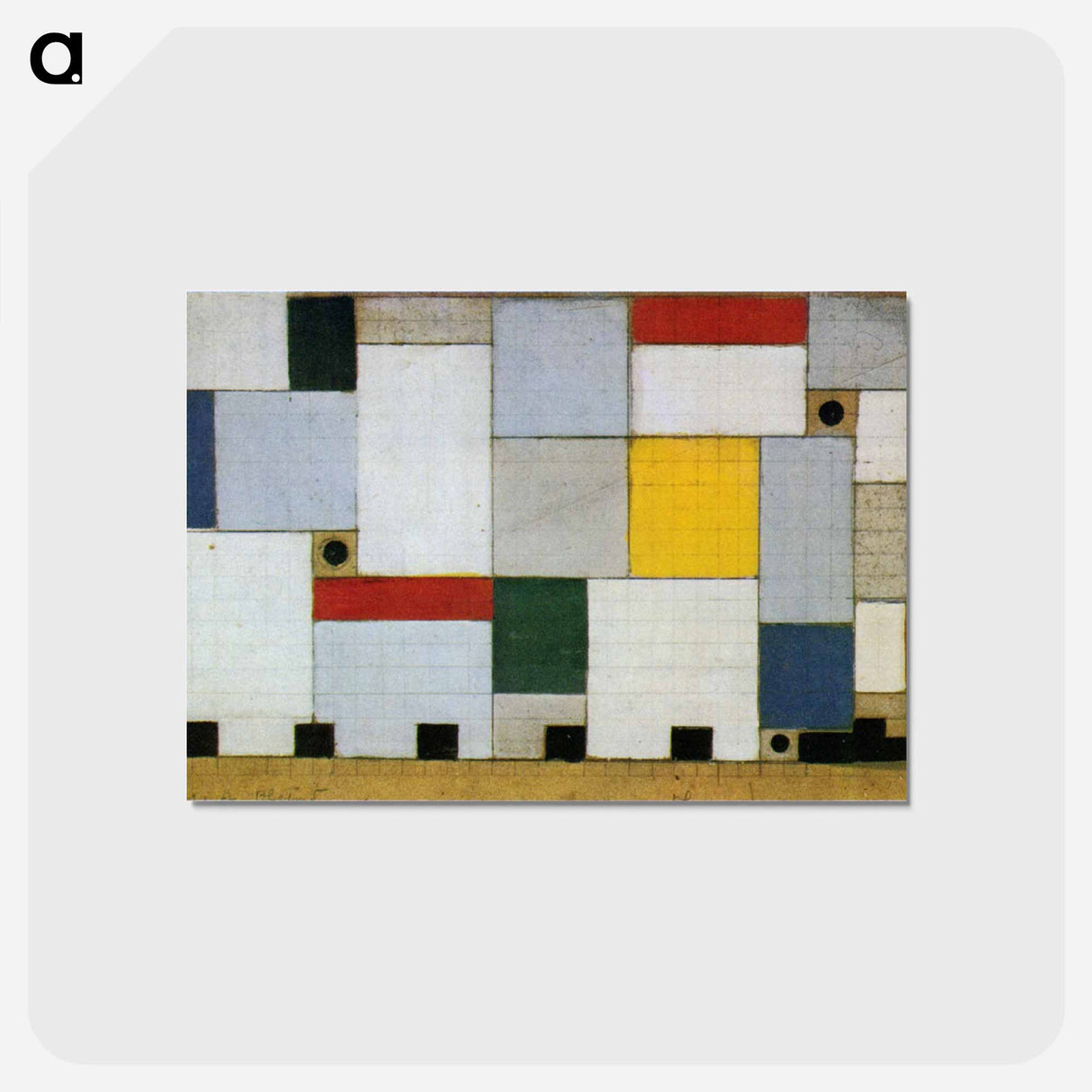 アートポストカード-Color design for the ceiling of the Cafe Brasserie - テオ ファン ドゥースブルフ Postcard.