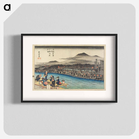 アートポスター-Enjoying the Cool of Evening on the Riverbed at Shijō
 - 歌川 広重 Poster.