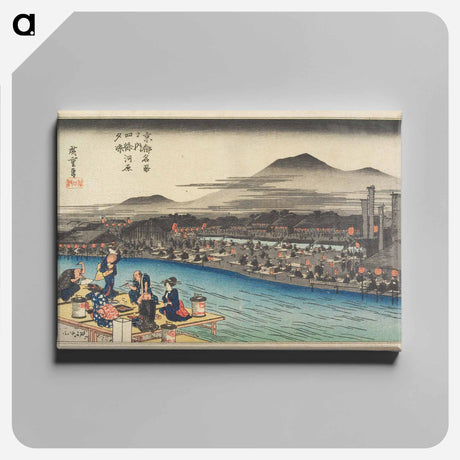 アートパネル-Enjoying the Cool of Evening on the Riverbed at Shijō
 - 歌川 広重 Canvas.
