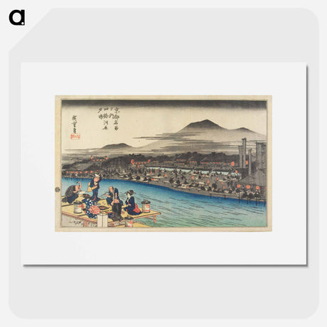 アートポスター-Enjoying the Cool of Evening on the Riverbed at Shijō
 - 歌川 広重 Poster.