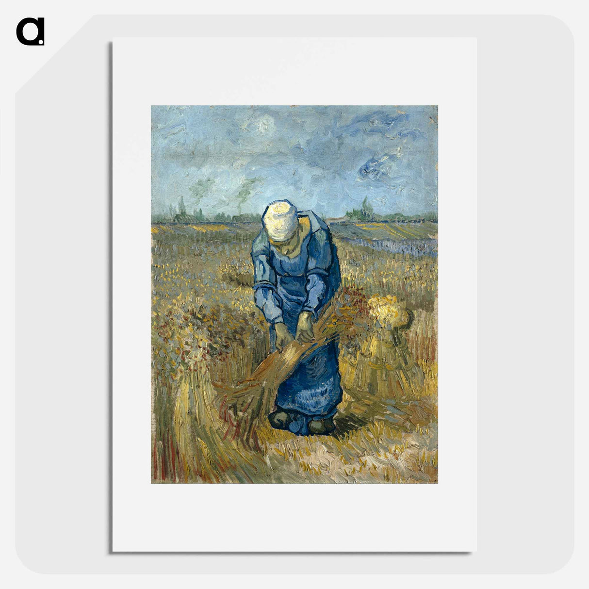 Peasant woman binding sheaves - Vincent van Gogh Poster.