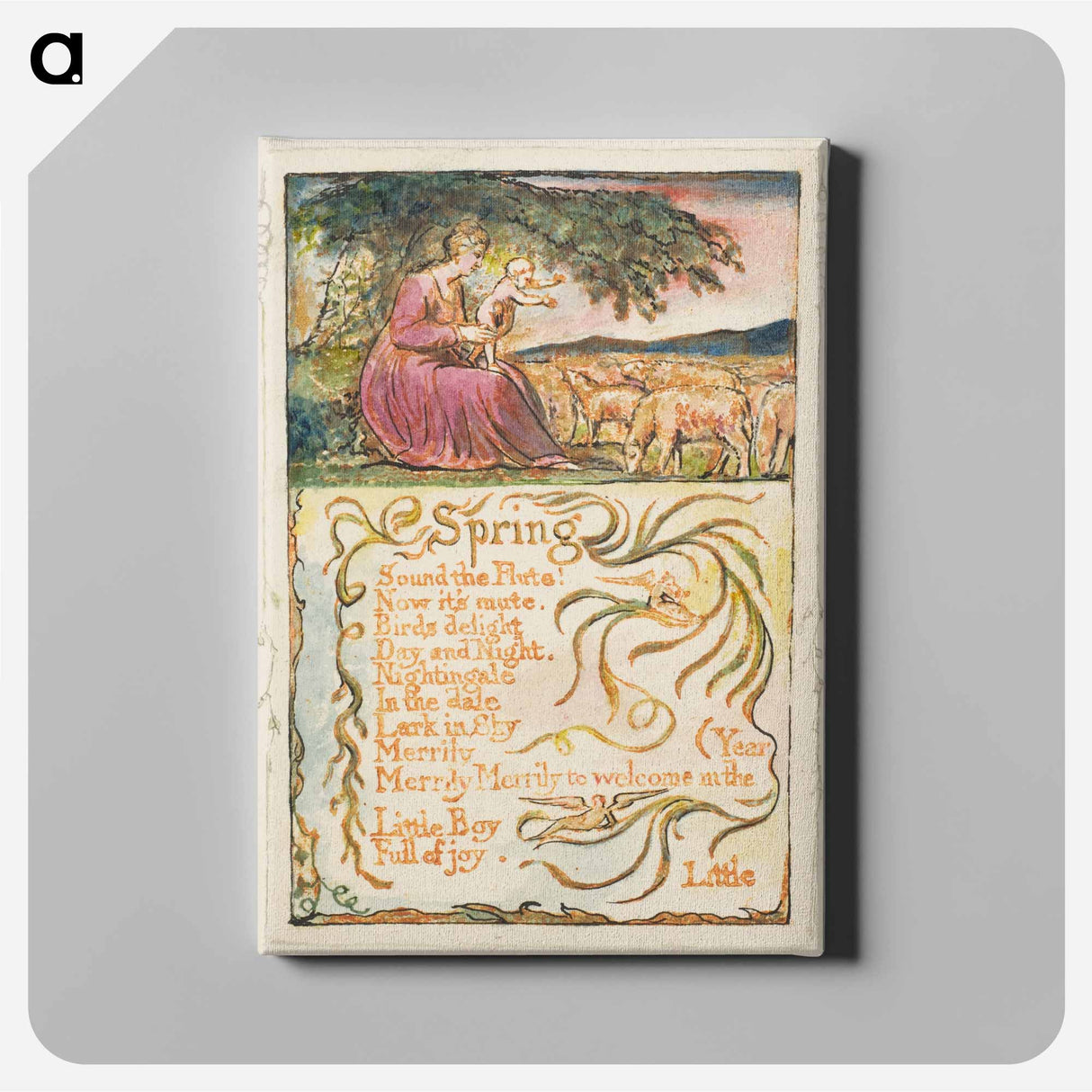 アートパネル-Songs of Innocence and of Experience: Spring - ウィリアム ブレイク Canvas.