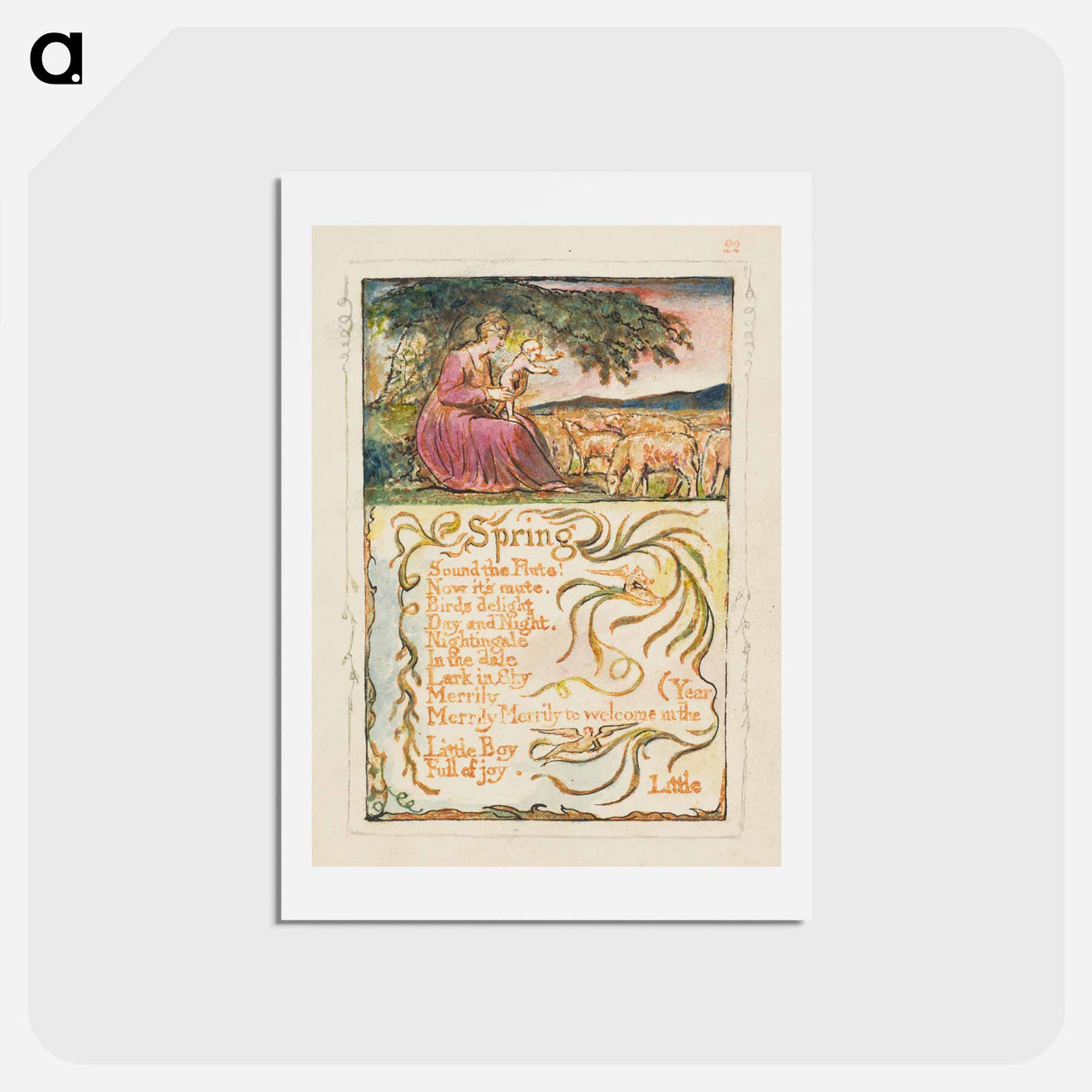 アートポストカード-Songs of Innocence and of Experience: Spring - ウィリアム ブレイク Postcard.