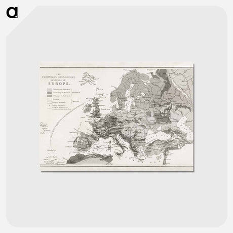 アートポストカード-Geology, The Principal Features of Europe Geological - アンティーク地図 Postcard.