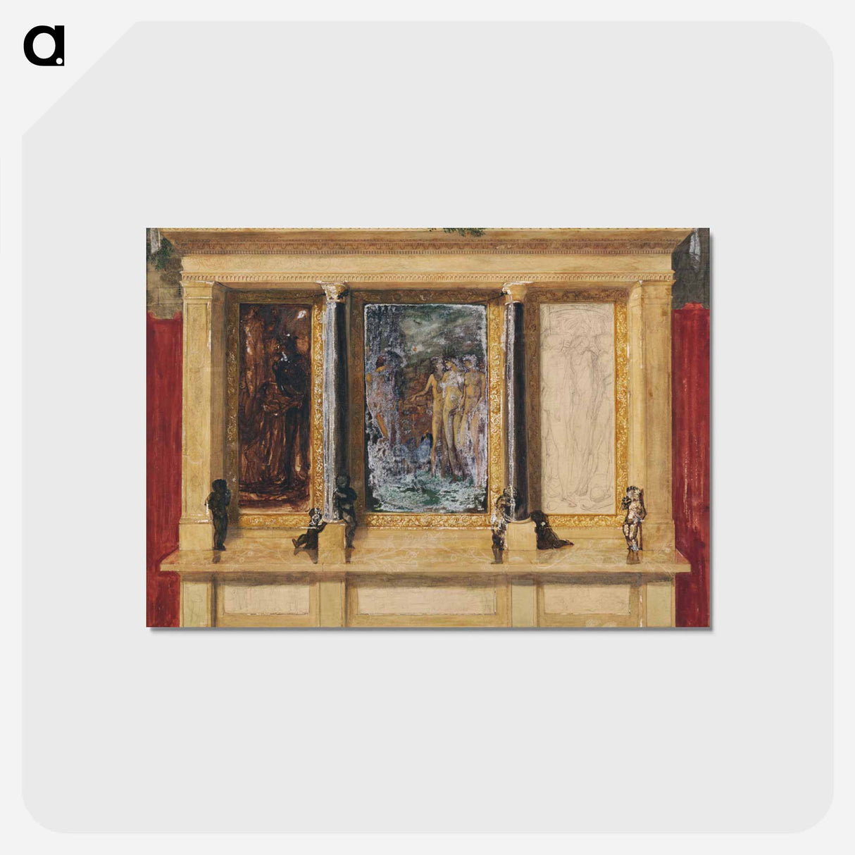 アートポストカード-Troy Triptych - Compositional Study - エドワード バーン ジョーンズ Postcard.