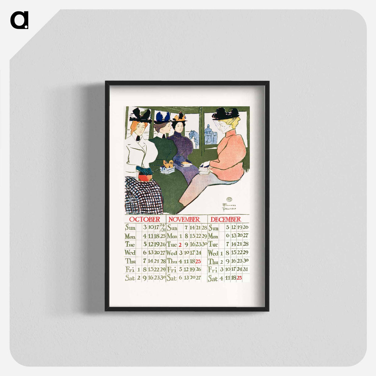 Vintage calendar print by Edward Penfield - エドワード ペンフィールド Poster.