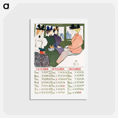 アートポストカード-Vintage calendar print by Edward Penfield - エドワード ペンフィールド Postcard.