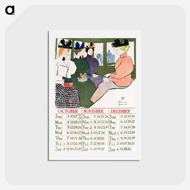 アートポストカード-Vintage calendar print by Edward Penfield - エドワード ペンフィールド Postcard.
