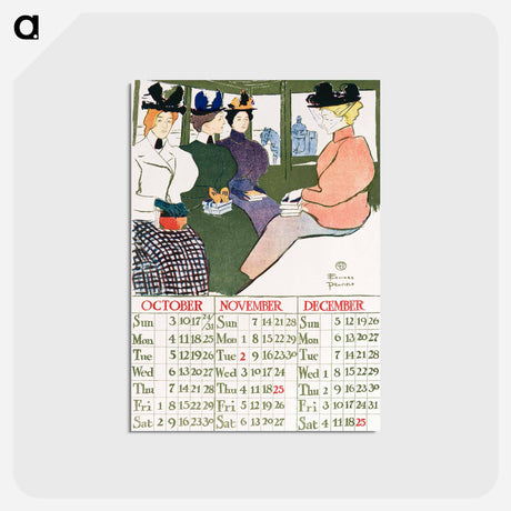 アートポストカード-Vintage calendar print by Edward Penfield - エドワード ペンフィールド Postcard.