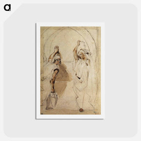 アートポストカード-Two Women at the Well - ウジェーヌ ドラクロワ Postcard.