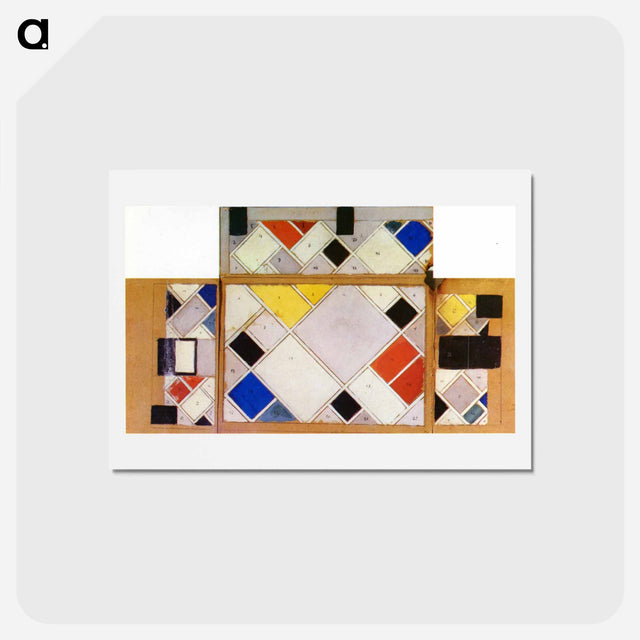 アートポストカード-Color design for walls and ceiling of the Ciné dancing in the Aubette - テオ ファン ドゥースブルフ Postcard.