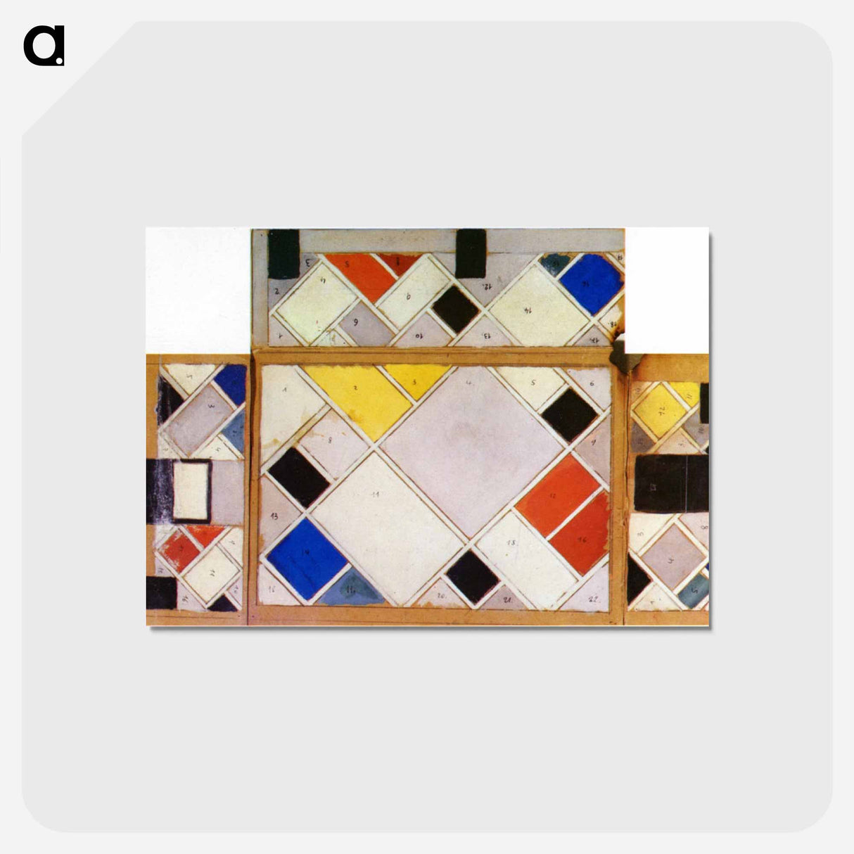 アートポストカード-Color design for walls and ceiling of the Ciné dancing in the Aubette - テオ ファン ドゥースブルフ Postcard.