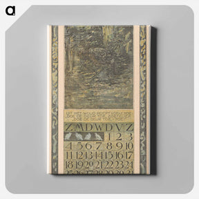 アートパネル-Kalenderblad augustus met vogel in het bos - テオ ヴァン ホイテマ Canvas.