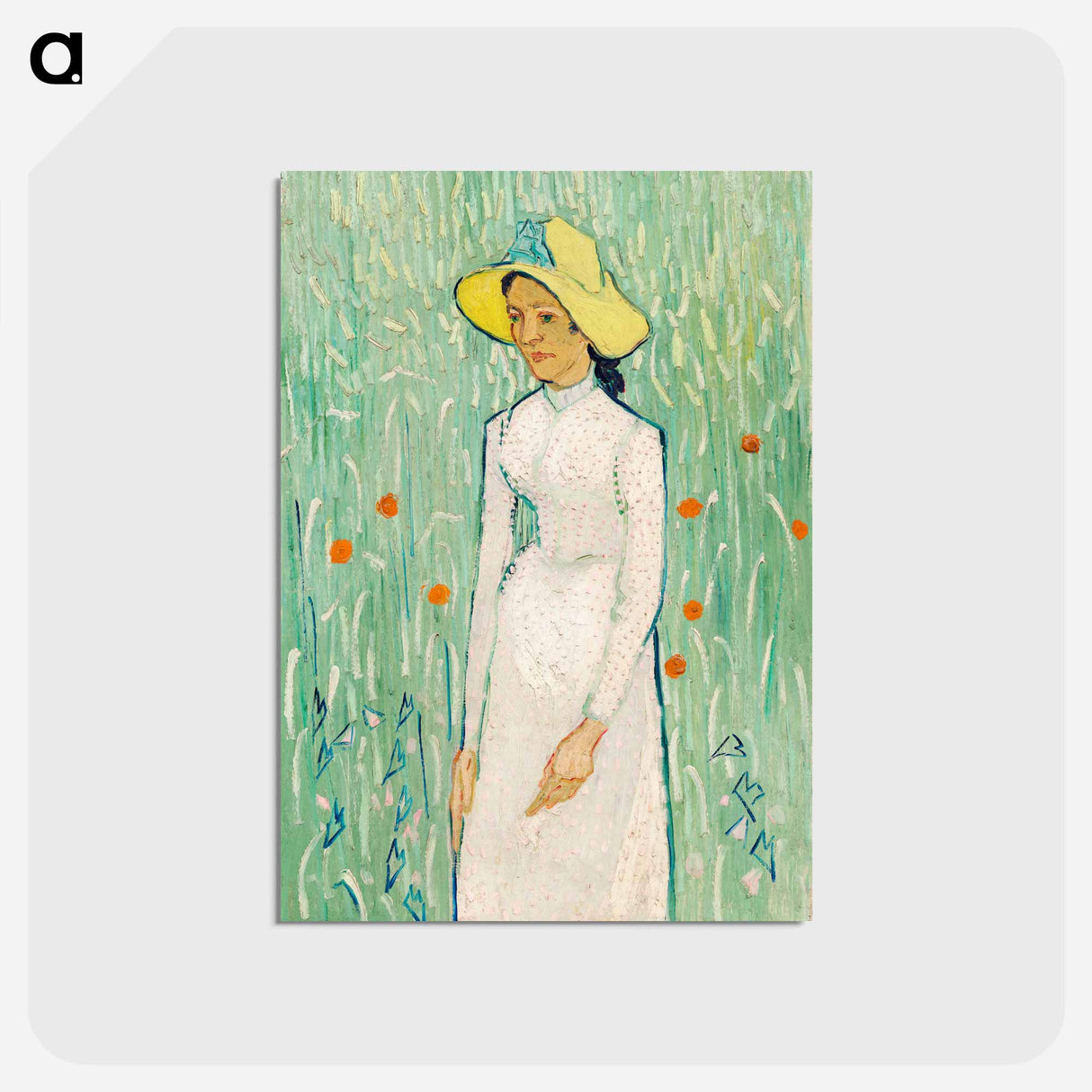 アートポストカード-Girl in White - フィンセント ファン ゴッホ Postcard.