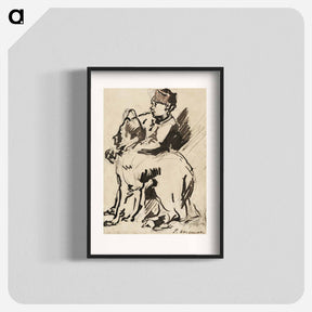 アートポスター-A Boy Holding His Dog - エドゥアール マネ Poster.