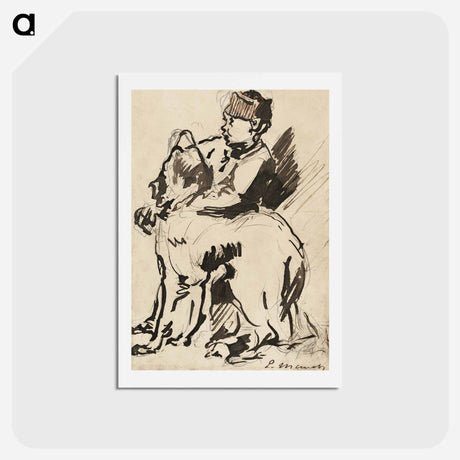 アートポストカード-A Boy Holding His Dog - エドゥアール マネ Postcard.