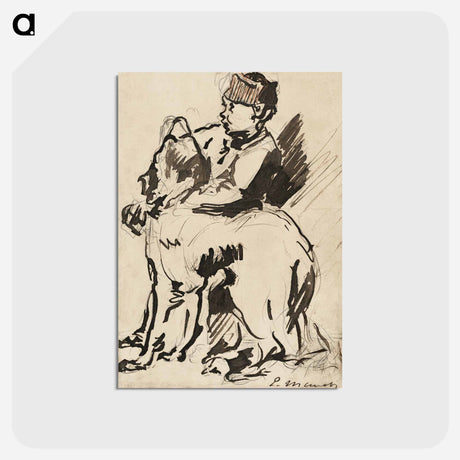 アートポストカード-A Boy Holding His Dog - エドゥアール マネ Postcard.
