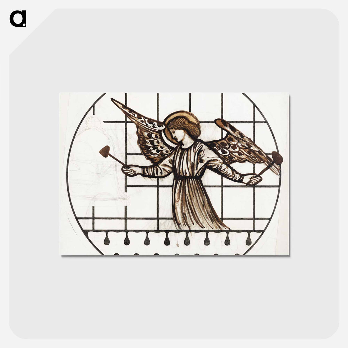 アートポストカード-Angel Playing on Bells - エドワード バーン ジョーンズ Postcard.