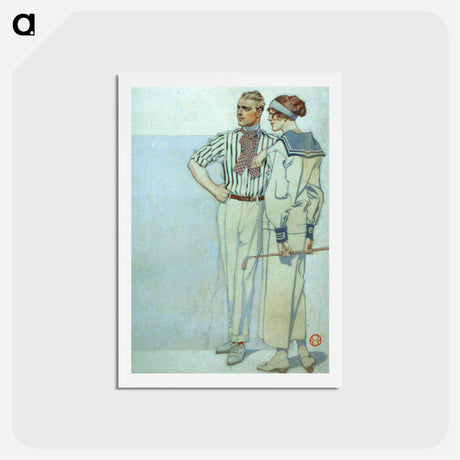 アートポストカード-Man and woman in sport clothes - エドワード ペンフィールド Postcard.