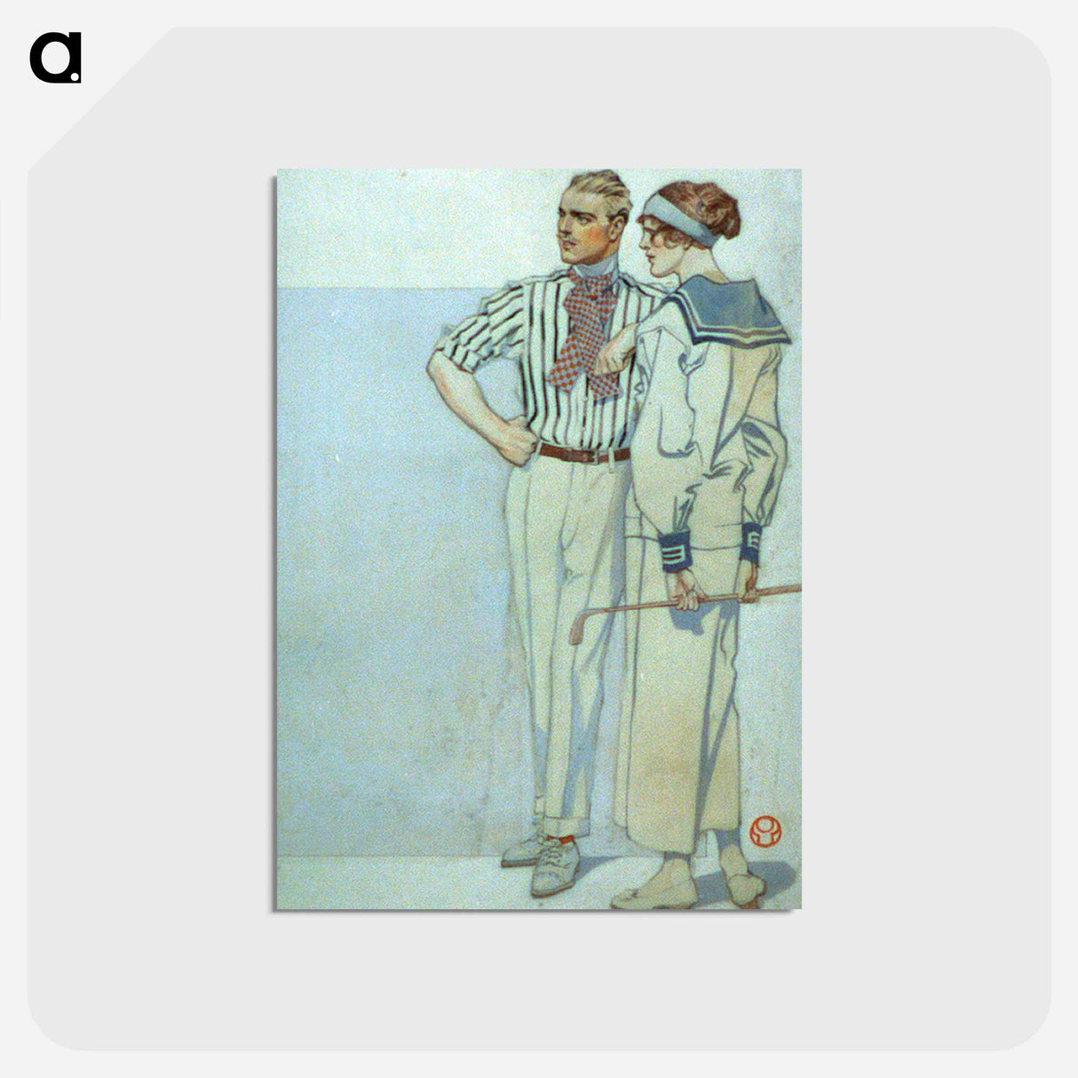 アートポストカード-Man and woman in sport clothes - エドワード ペンフィールド Postcard.